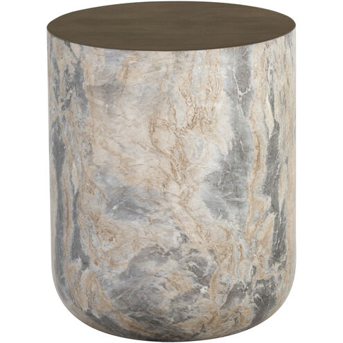 Diaz 20 X 16 inch Marble Look / Antique Brass Outdoor End Table